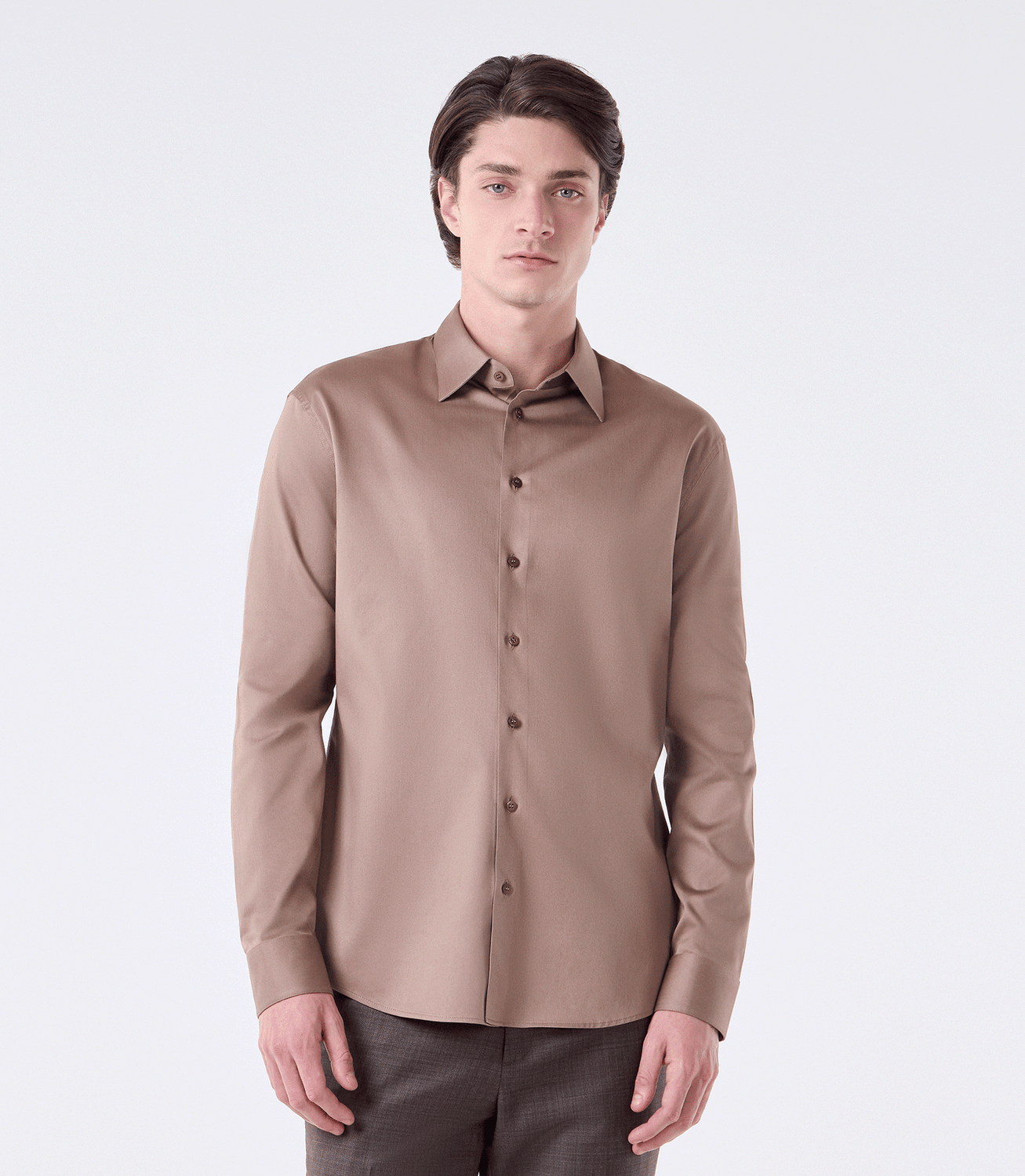 Camisa Social Manga Longa Austin Marrom – slide 1