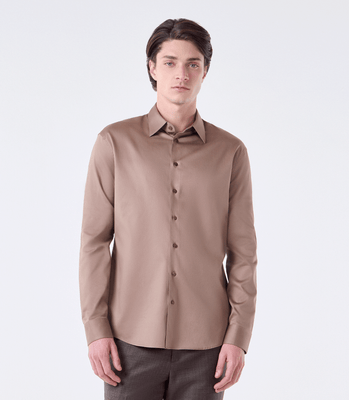 Camisa Social Manga Longa Austin Marrom thumbnail 1