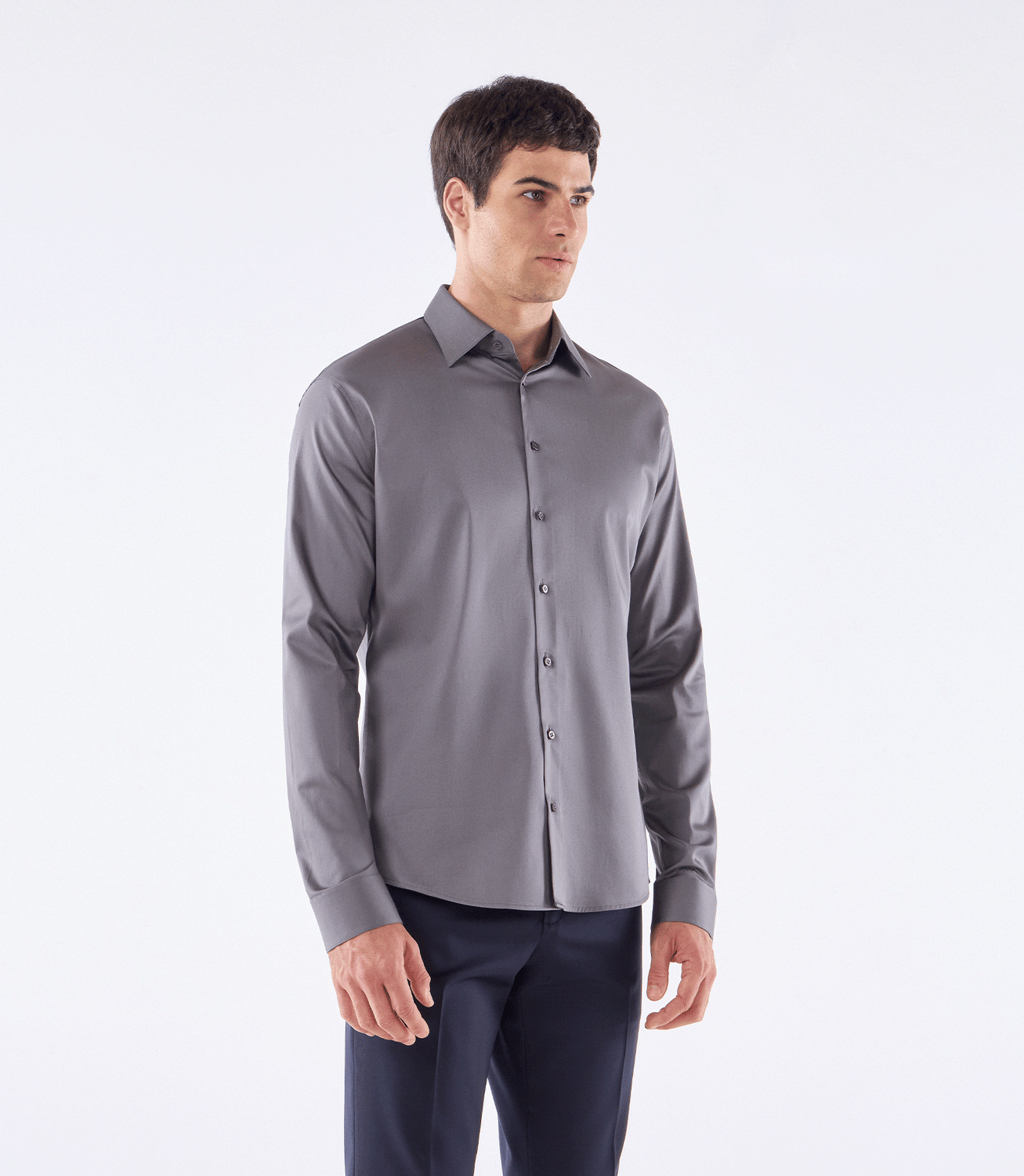 Camisa Social Manga Longa Austin Cinza – slide 1