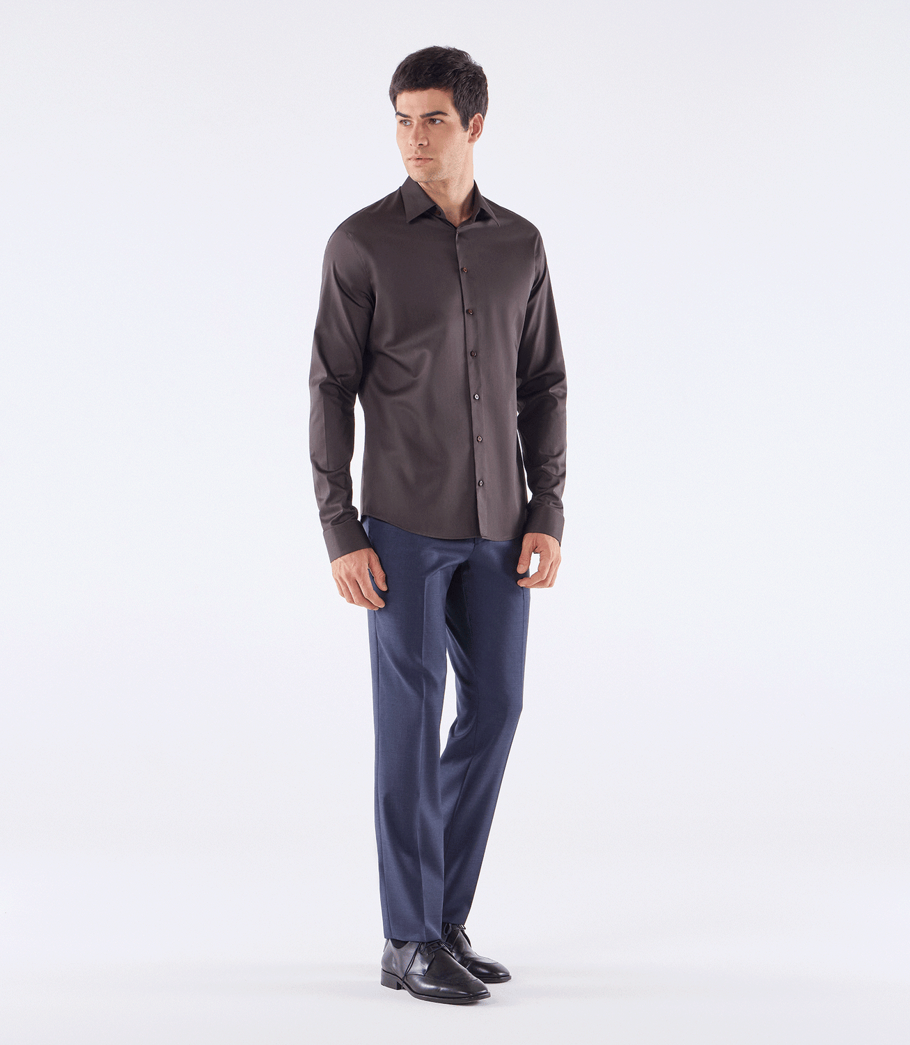 Camisa Social Manga Longa Austin Marrom – slide 2