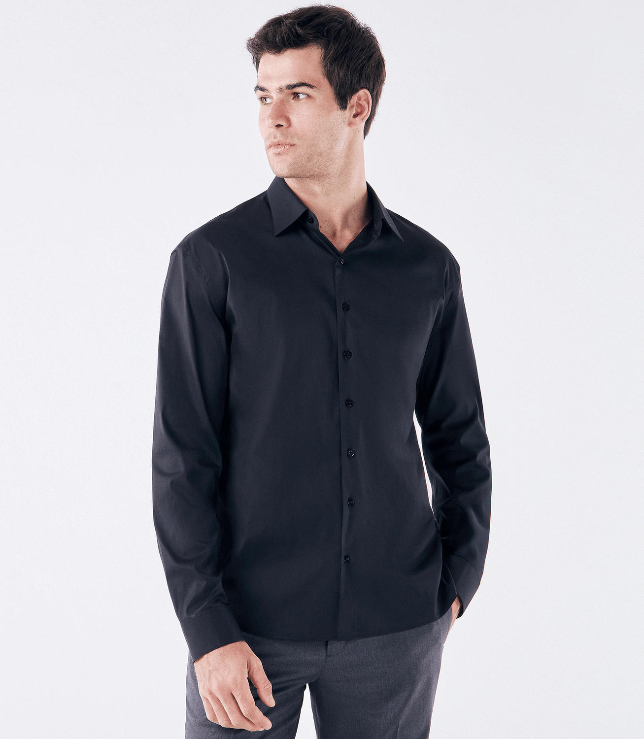 Camisa Social Regular Manga Longa Austin Preto – slide 1