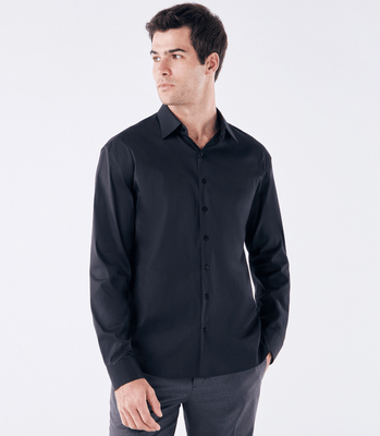 Camisa Social Regular Manga Longa Austin Preto thumbnail 1
