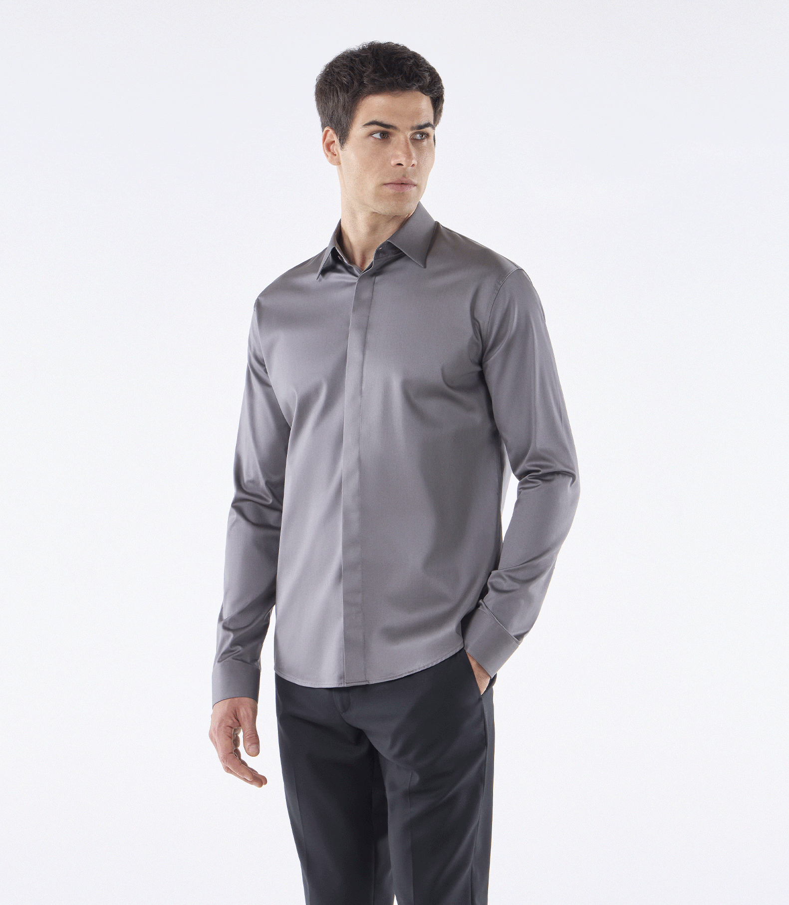 Camisa Social Vista Coberta Cinza