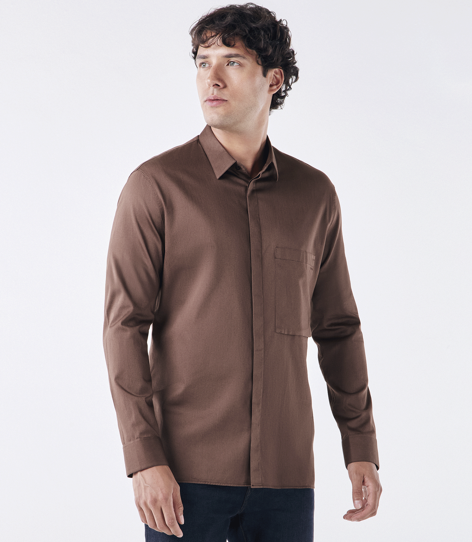 Camisa Tailor Air Pima com Bolso Marrom