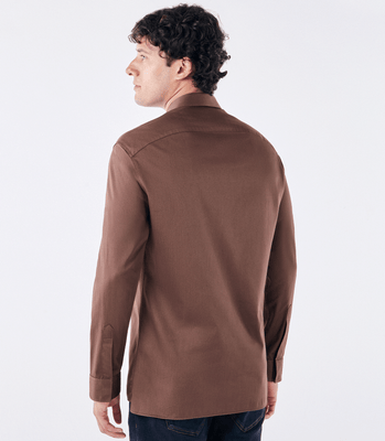 Camisa Tailor Air Pima com Bolso Marrom thumbnail 3