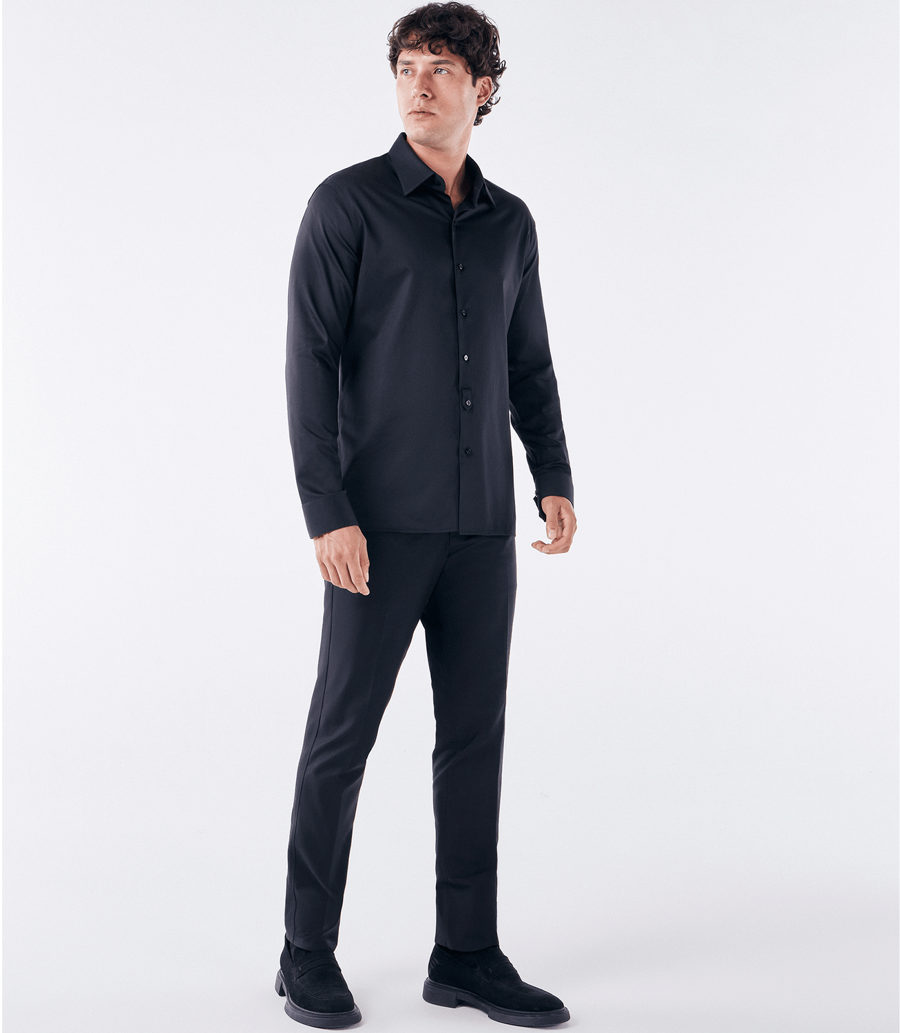 Camisa Manga Longa Tailor Air com Martingale Preto – slide 2