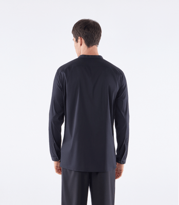 Camisa Gola Mao Vista Alongada Algodão Preto thumbnail 3