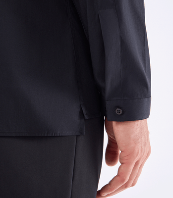 Camisa Gola Mao Vista Alongada Algodão Preto thumbnail 5