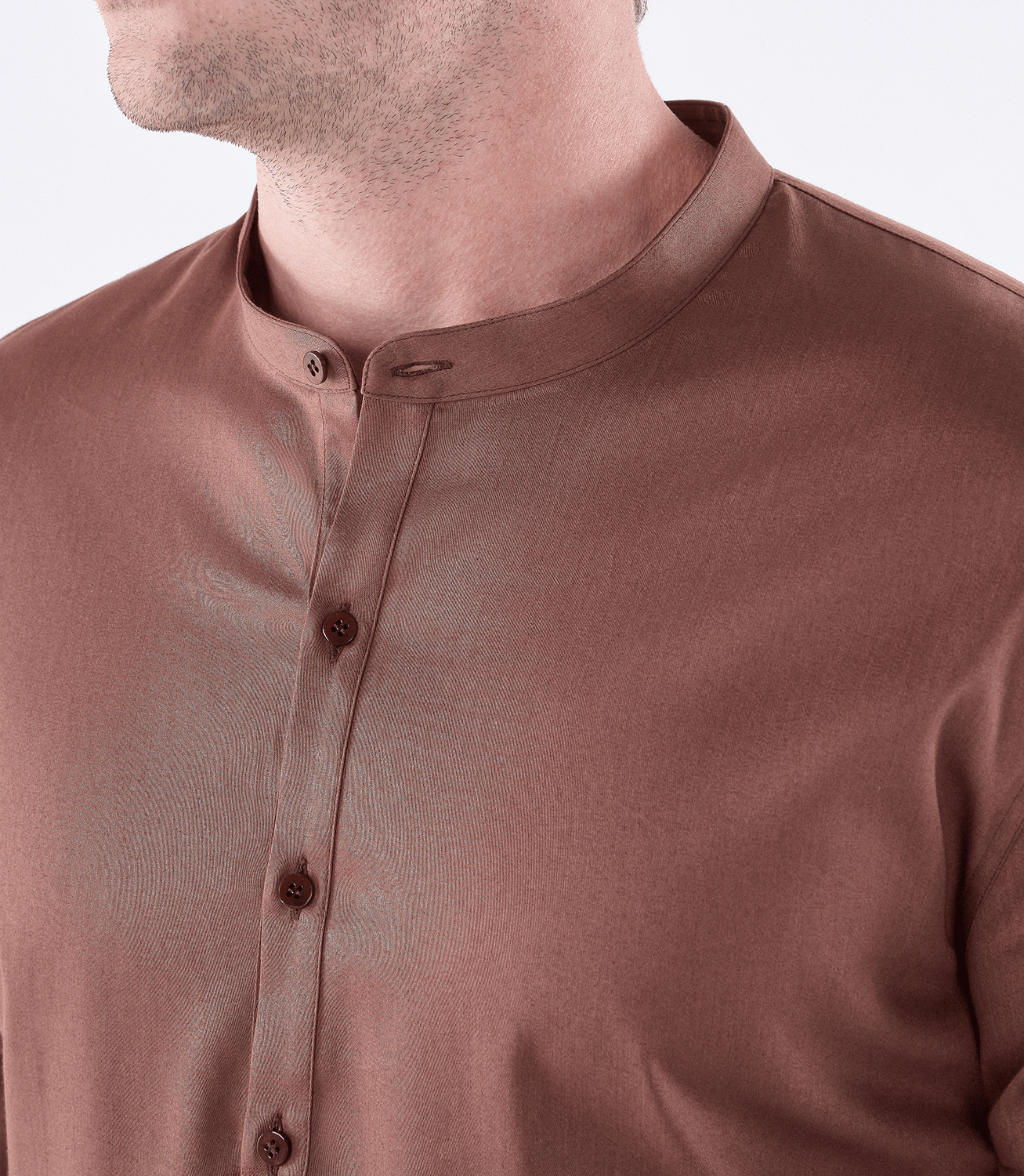 Camisa Gola Mao Vista Alongada Algodão Marrom – slide 4
