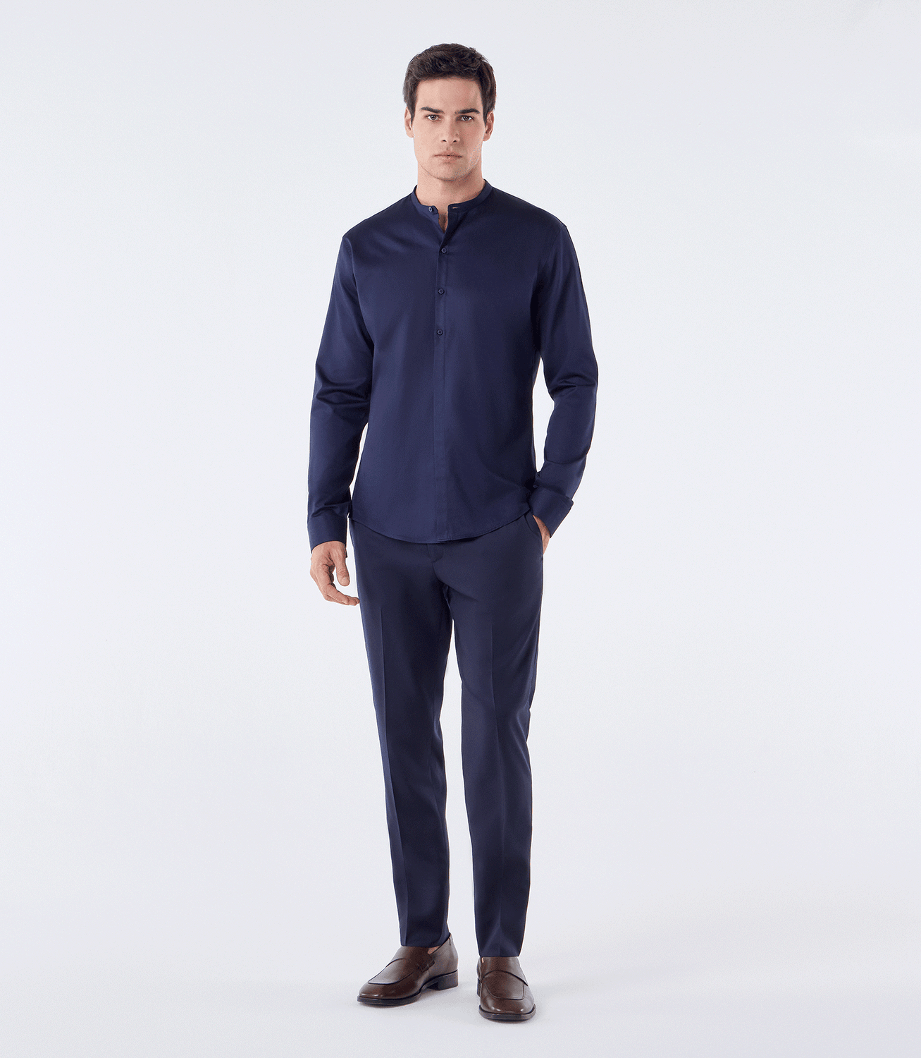 Camisa Gola Mao Vista Híbrida Azul – slide 2