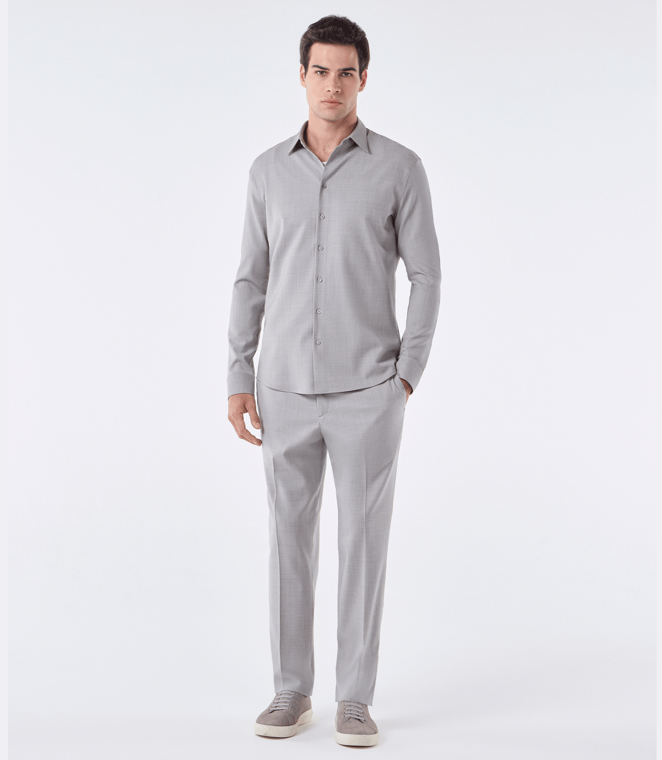 Camisa Social Manga Longa Bege – slide 2