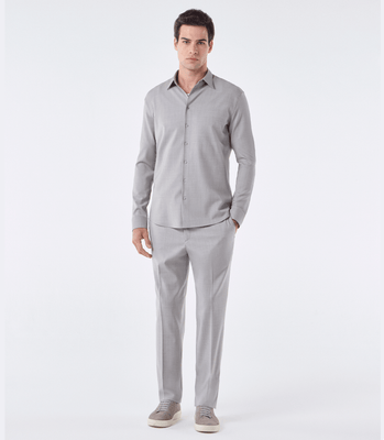 Camisa Social Manga Longa Bege thumbnail 2