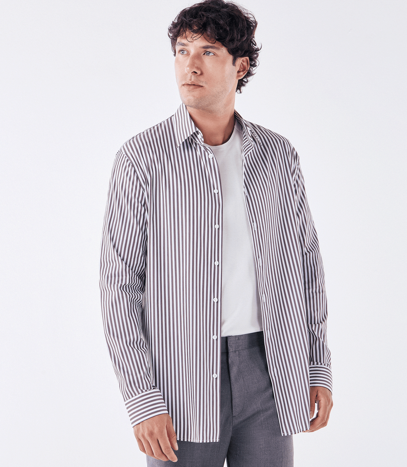 Camisa Manga Longa Maxi Marrom – slide 1