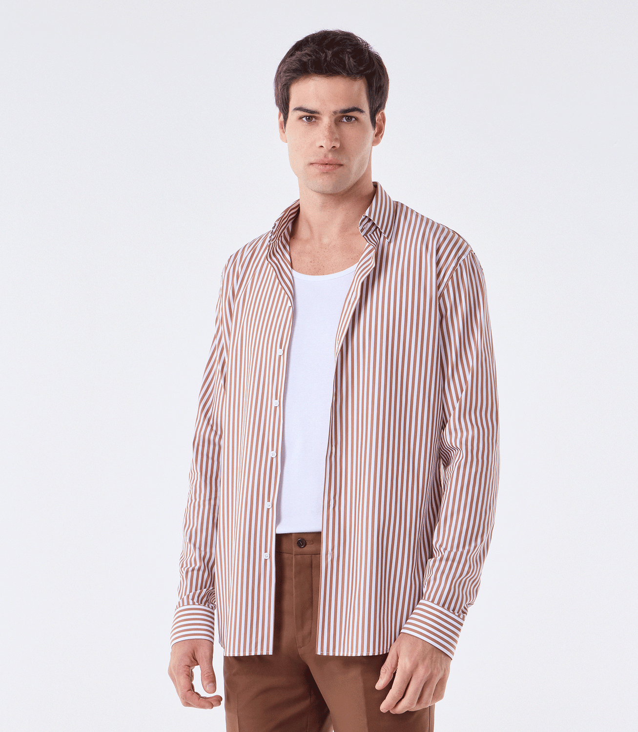 Camisa Manga Longa Maxi Marrom – slide 1