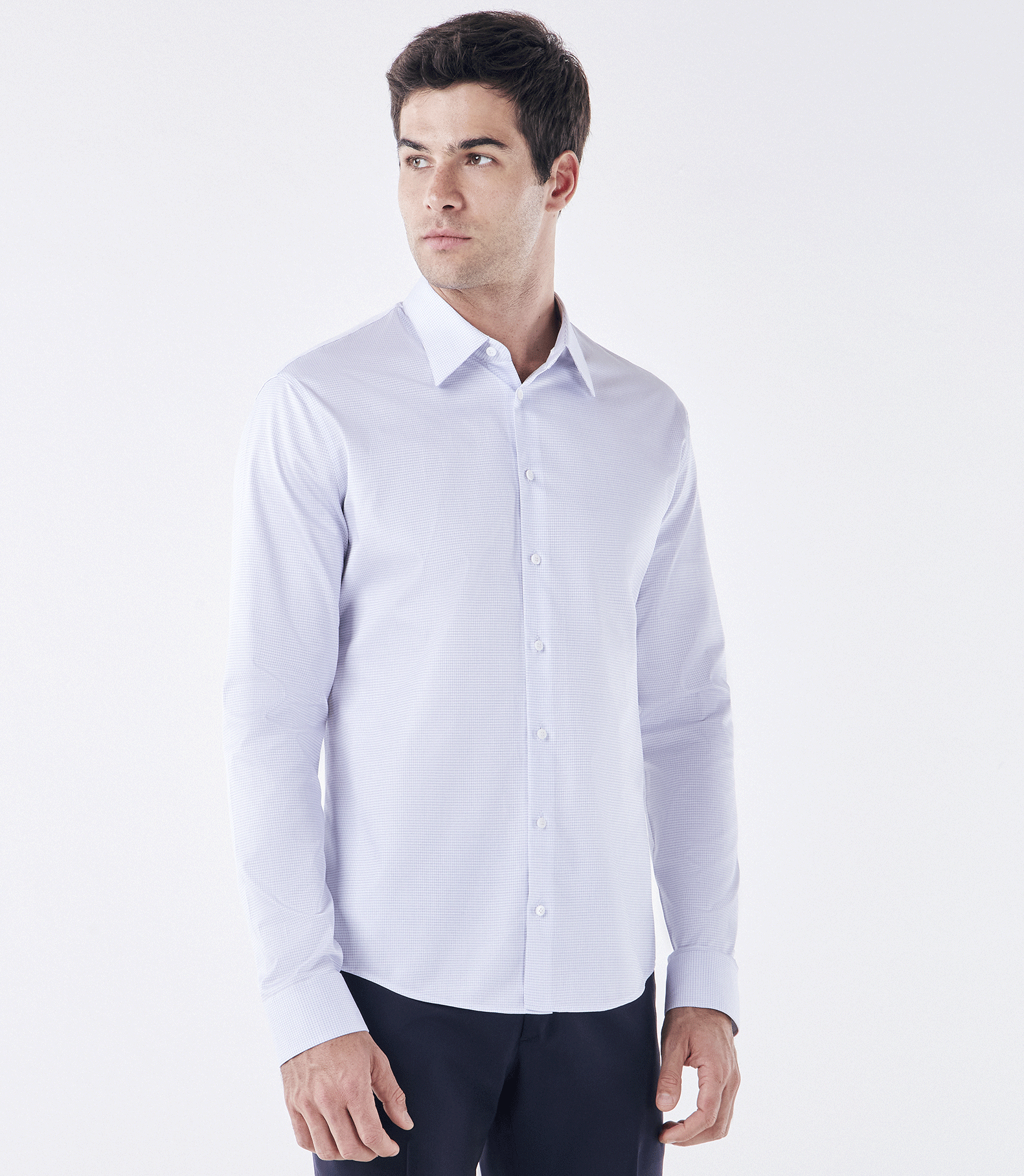 Camisa Social Manga Longa Azul