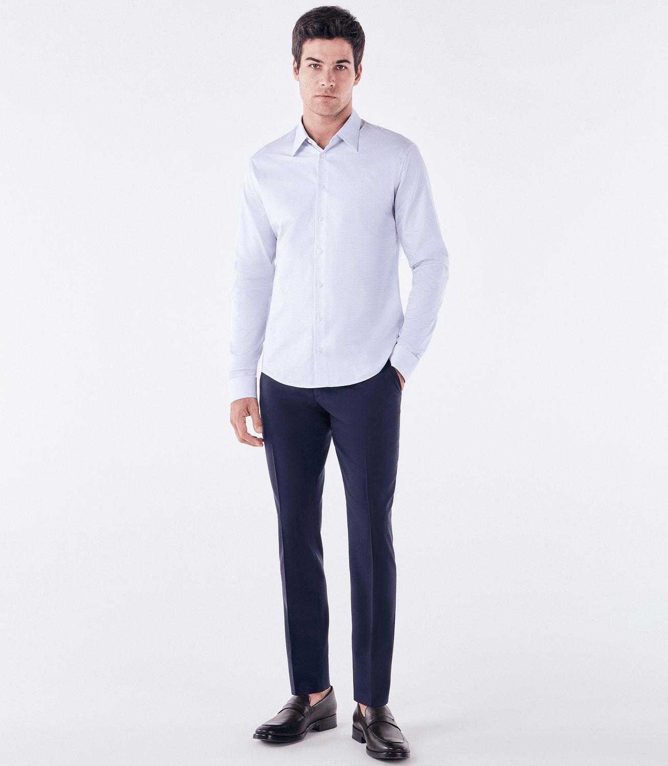 Camisa Social Manga Longa Azul – slide 2
