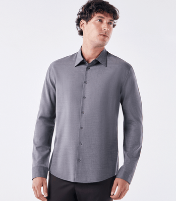 Camisa Manga Longa Tailor Air Lã Active Cinza thumbnail 1