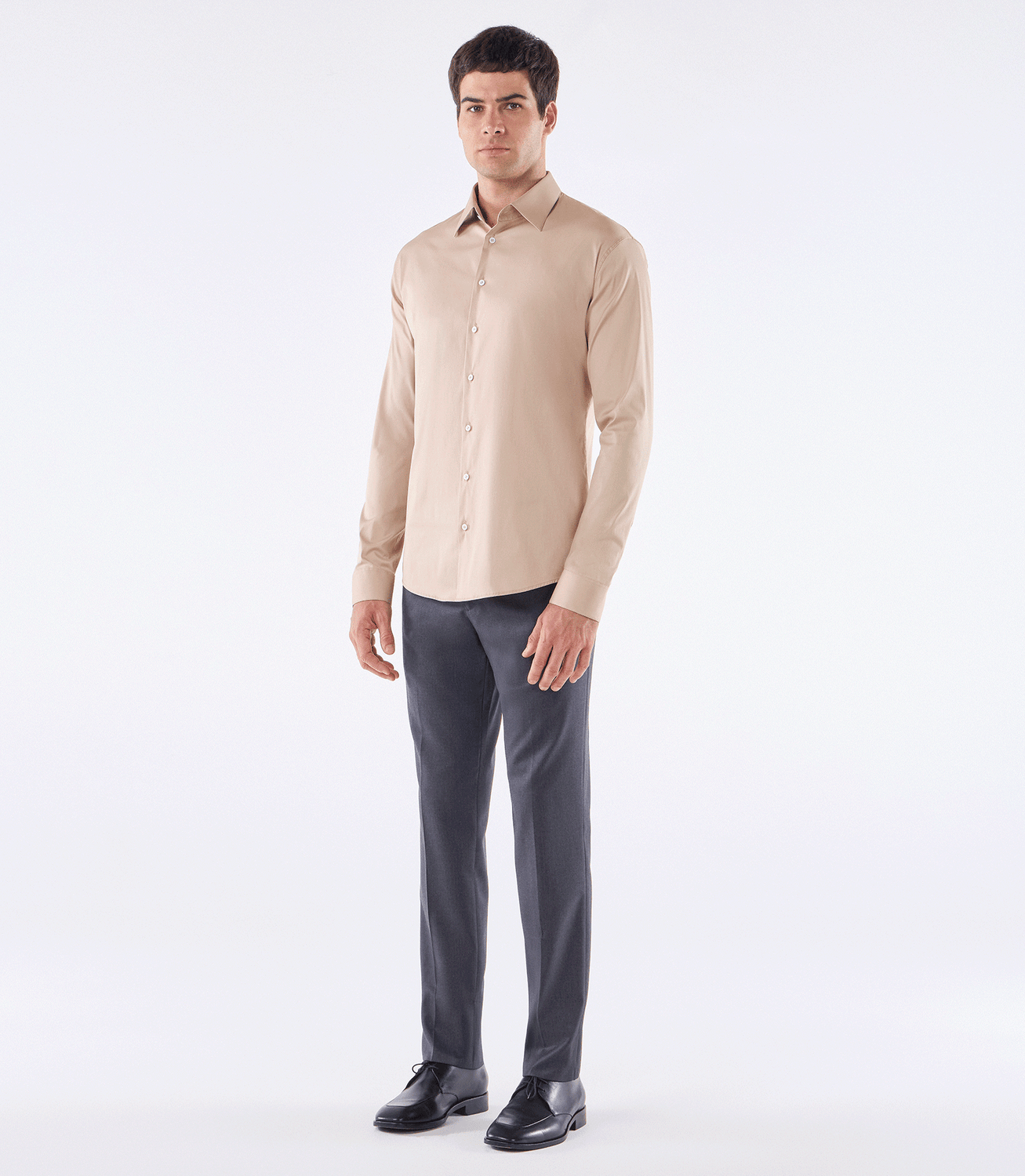 Camisa Social Lar Manga Longa Bege – slide 2