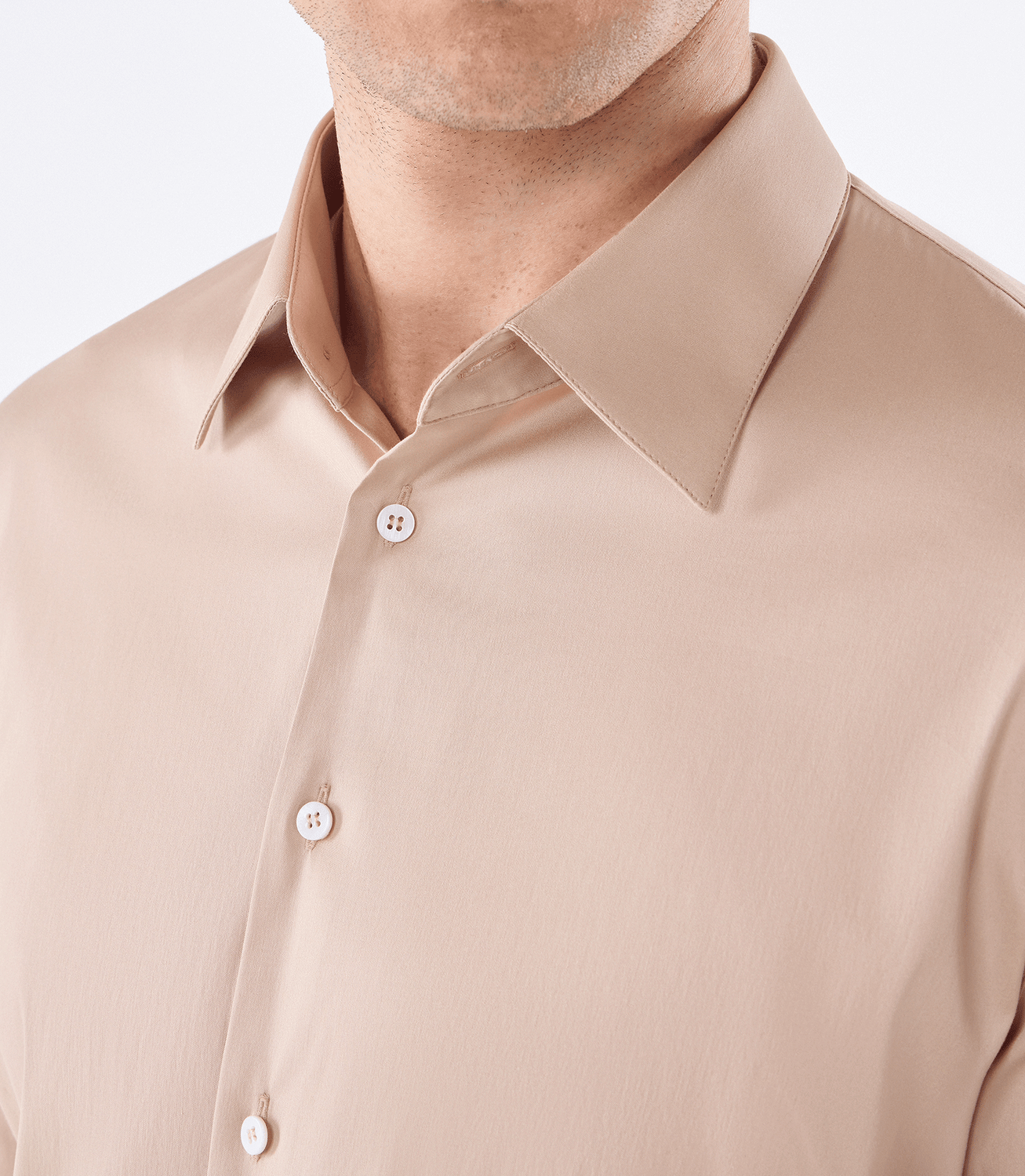 Camisa Social Lar Manga Longa Bege – slide 4