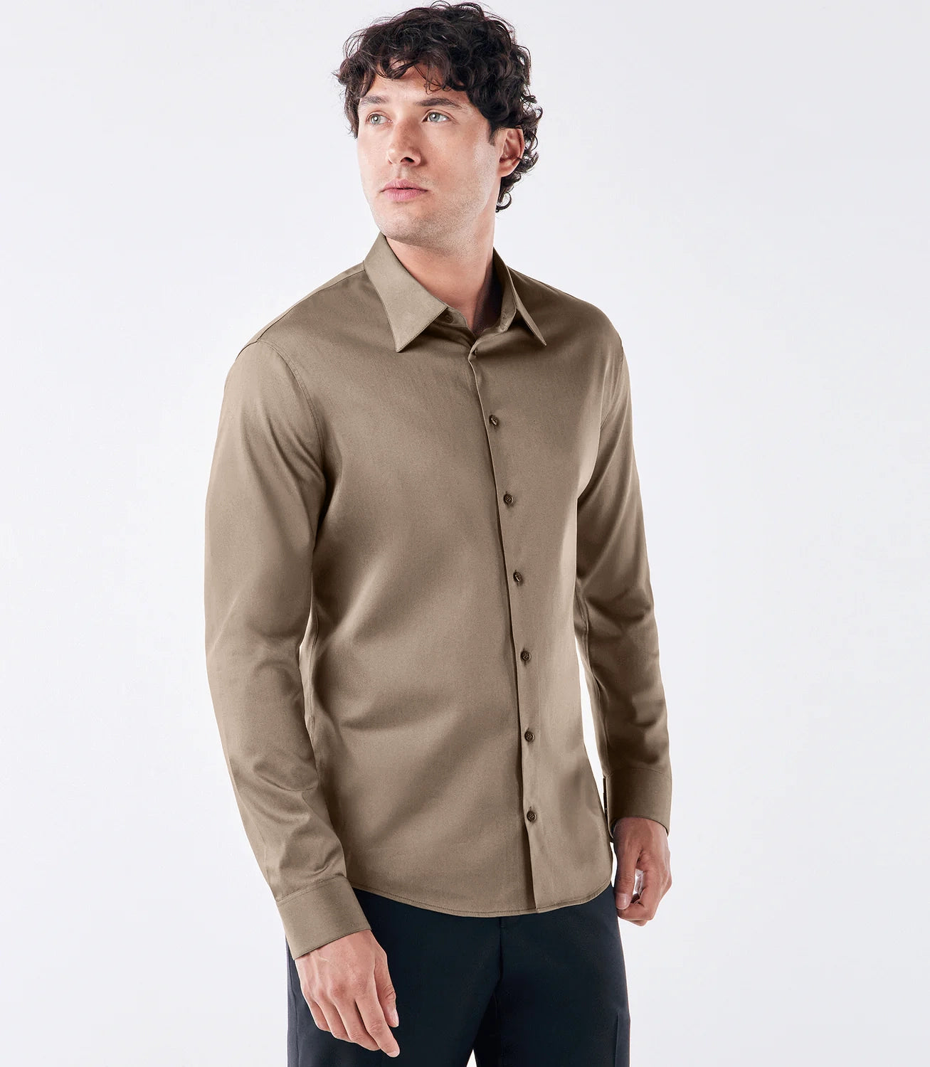 Camisa Social Lar Manga Longa Marrom – slide 2