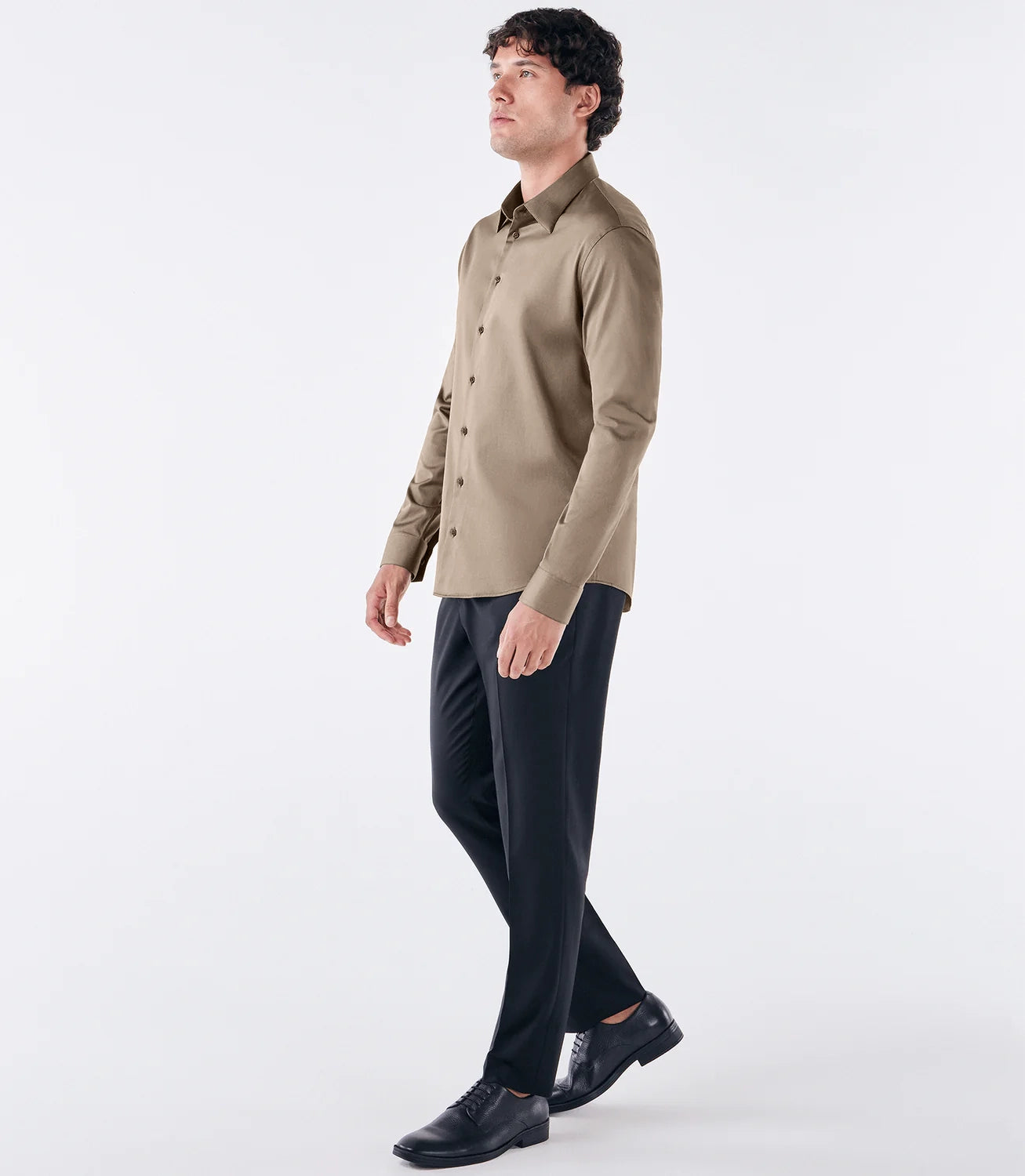 Camisa Social Lar Manga Longa Marrom – slide 3
