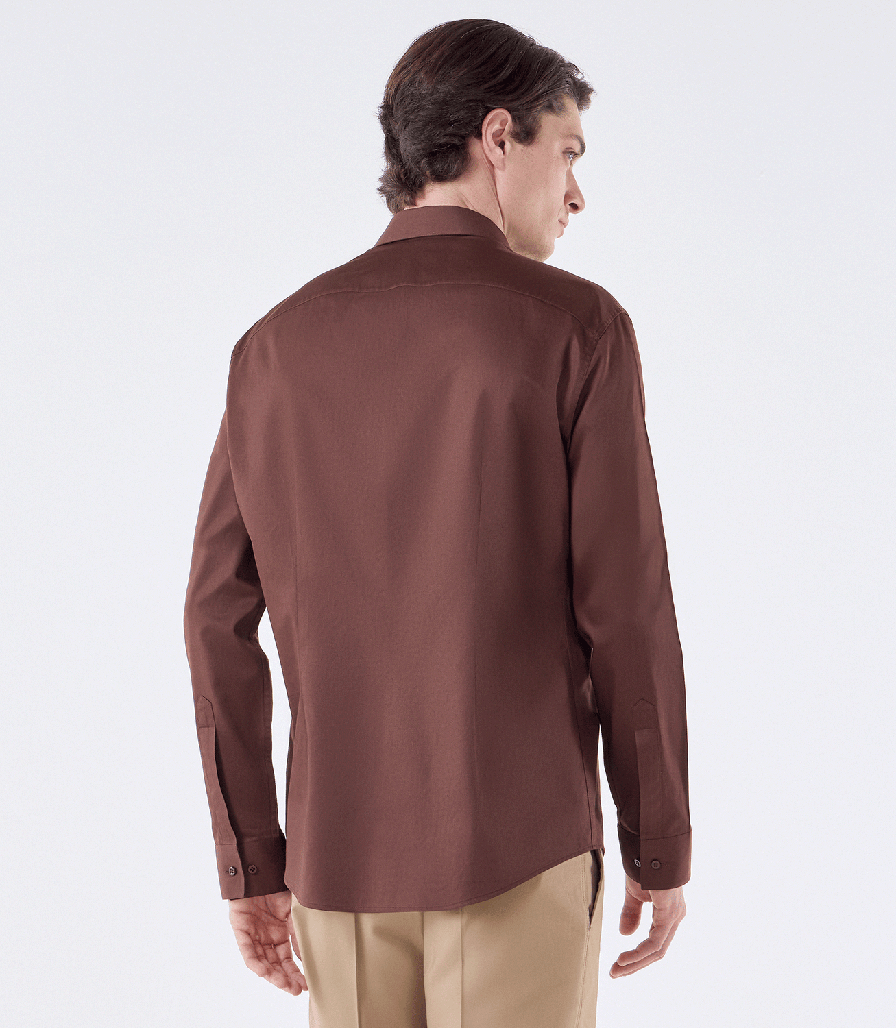 Camisa Social Lar Manga Longa Marrom – slide 3