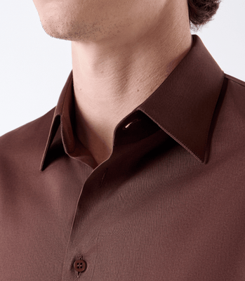 Camisa Social Lar Manga Longa Marrom thumbnail 4