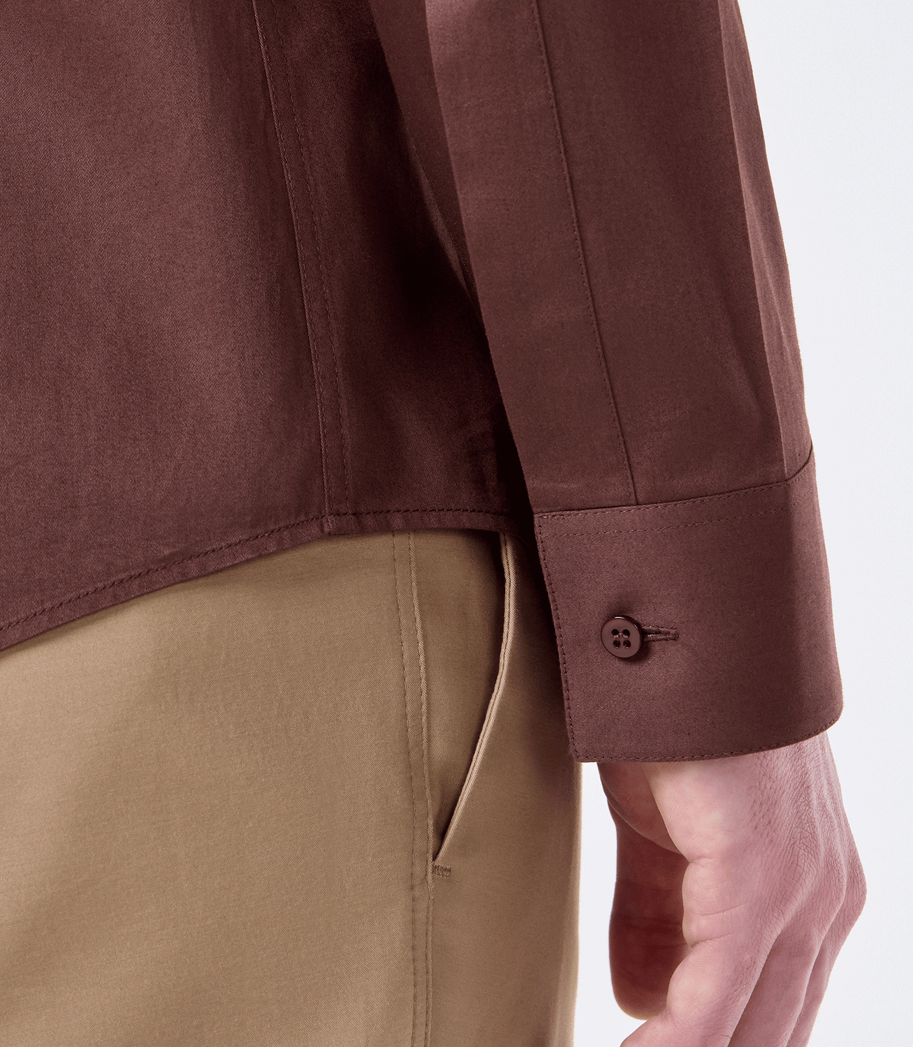 Camisa Social Lar Manga Longa Marrom – slide 5