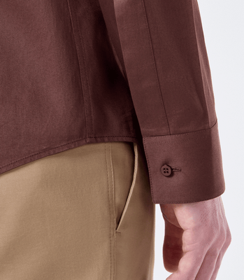 Camisa Social Lar Manga Longa Marrom thumbnail 5