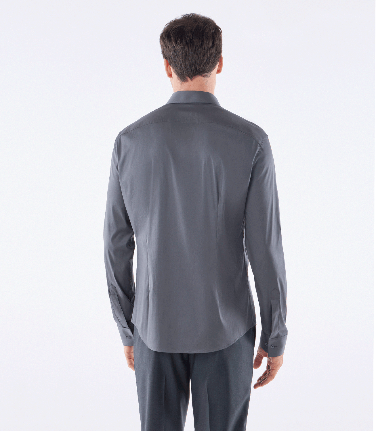 Camisa Social Lar Manga Longa Cinza – slide 3