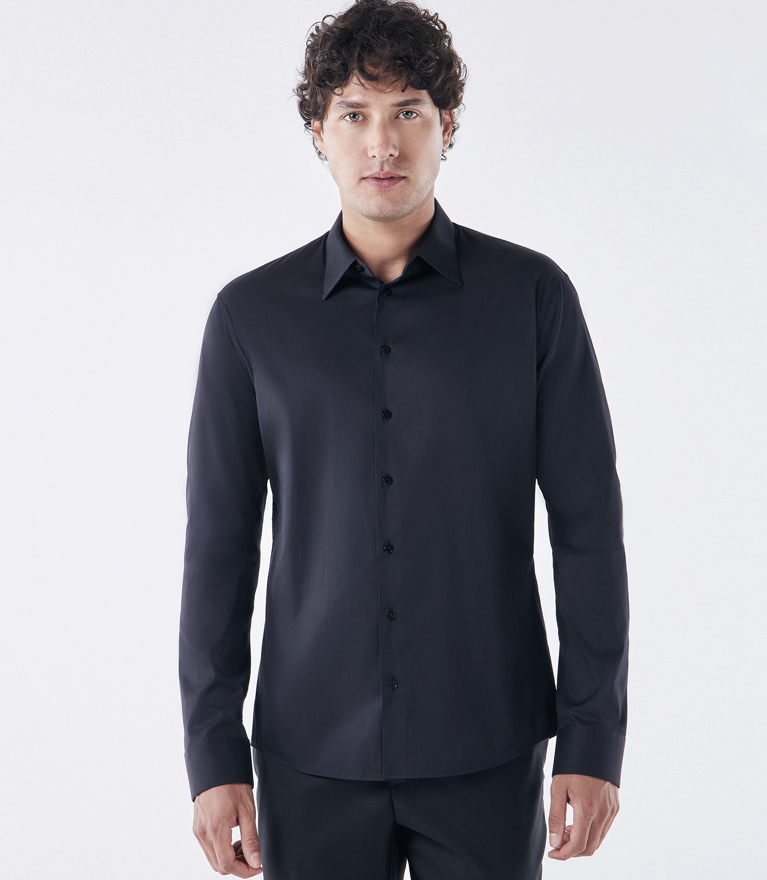 Camisa Social Lar Manga Longa Preto