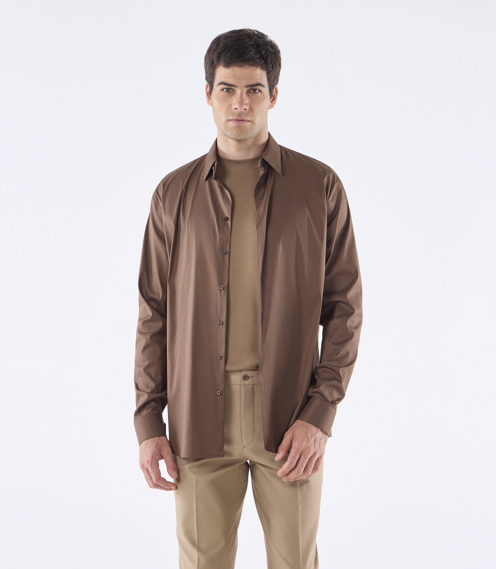 Camisa Maxi Manga Longa Tailor Air Marrom