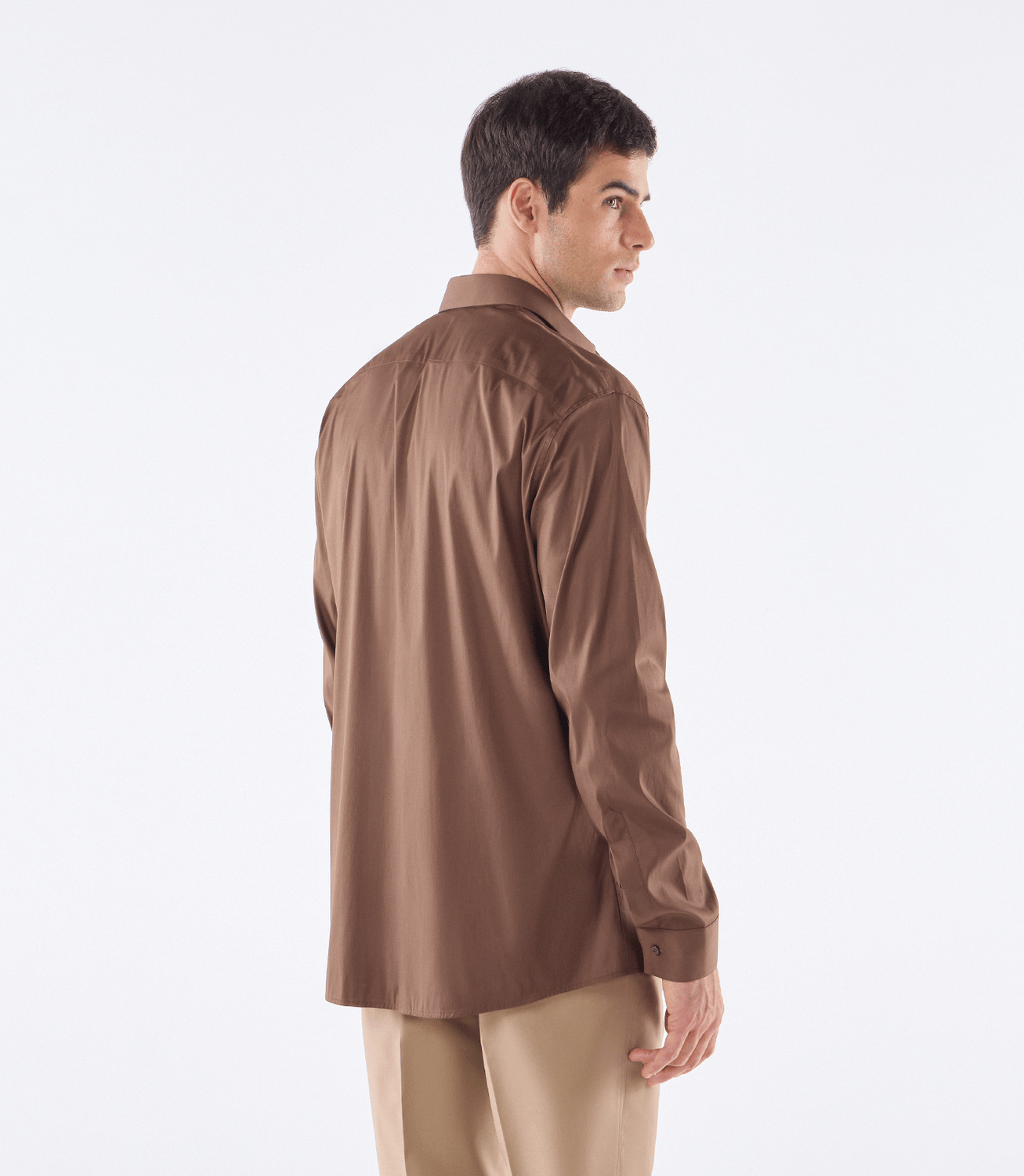 Camisa Maxi Manga Longa Tailor Air Marrom – slide 3