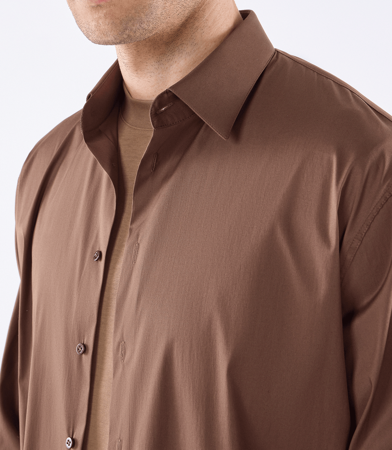 Camisa Maxi Manga Longa Tailor Air Marrom – slide 4