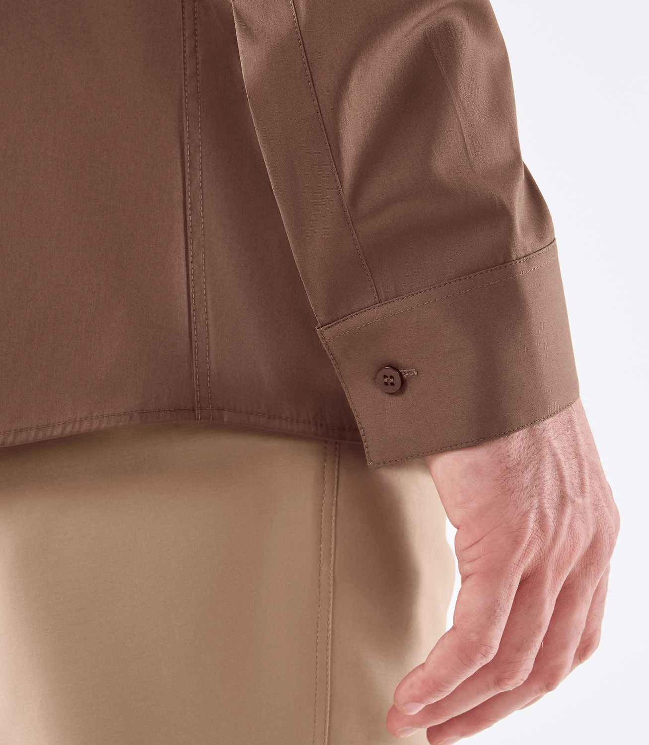 Camisa Maxi Manga Longa Tailor Air Marrom – slide 5