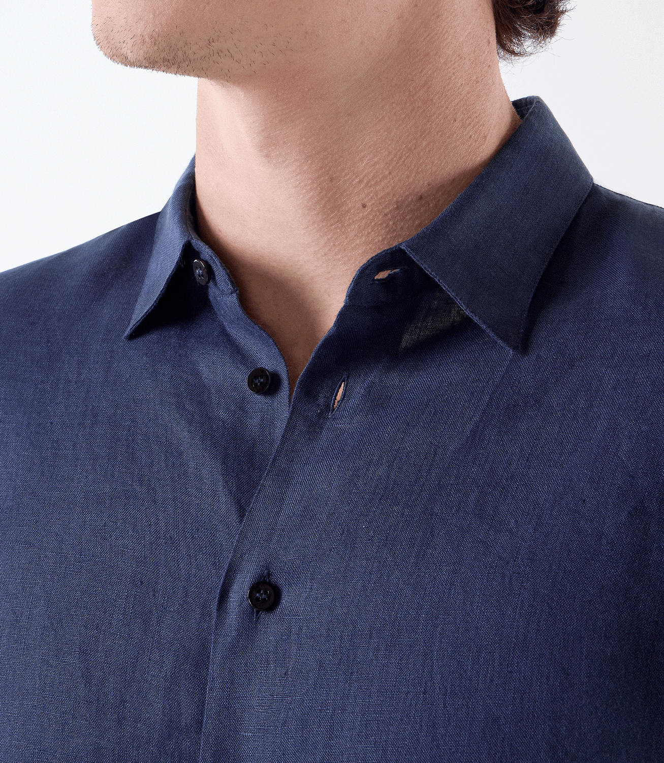Camisa de Linho Básica Manga Longa Azul – slide 4