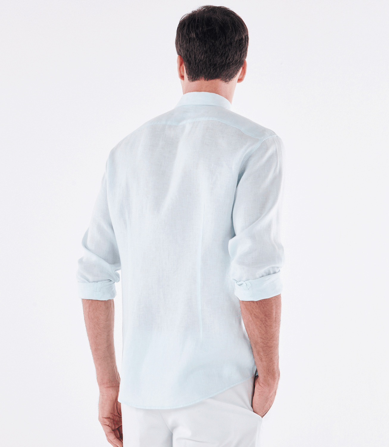 Camisa de Linho Básica Manga Longa Azul – slide 3