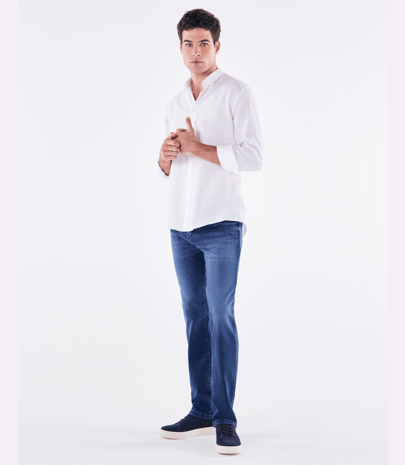 Camisa de Linho Básica Manga Longa Branco – slide 2