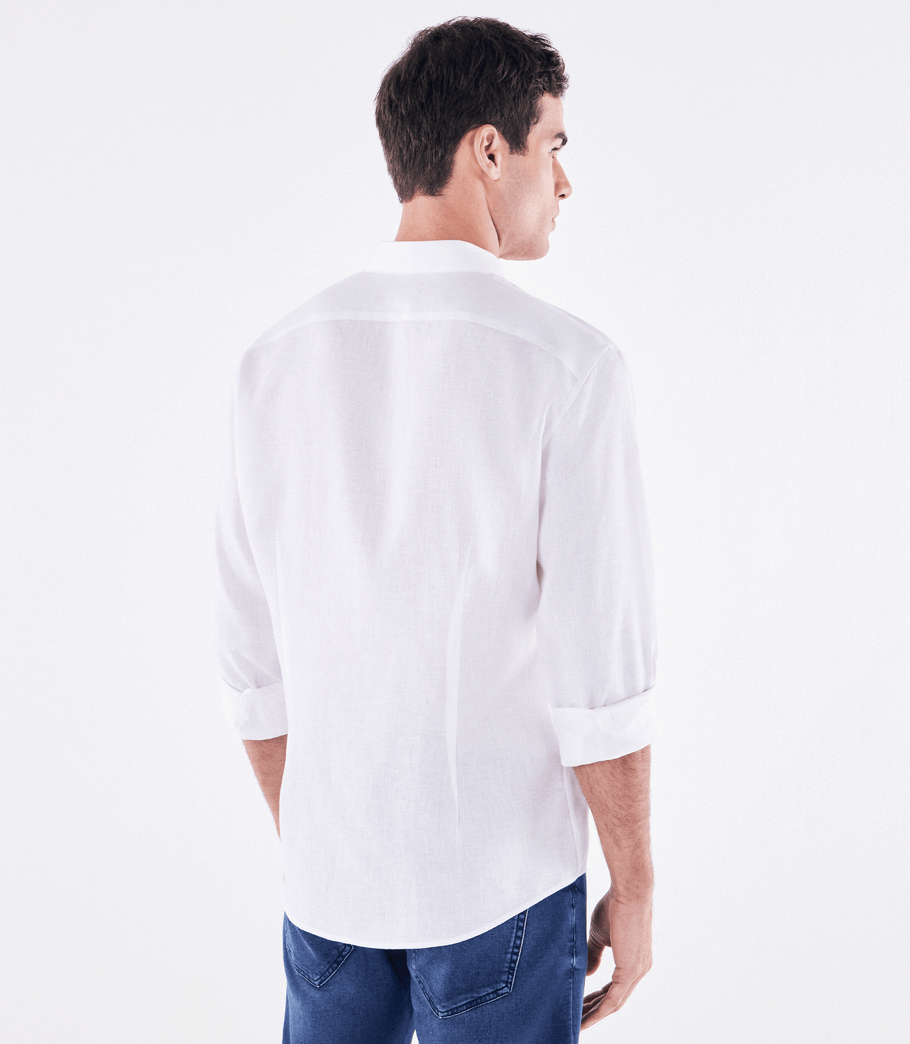 Camisa de Linho Básica Manga Longa Branco – slide 3