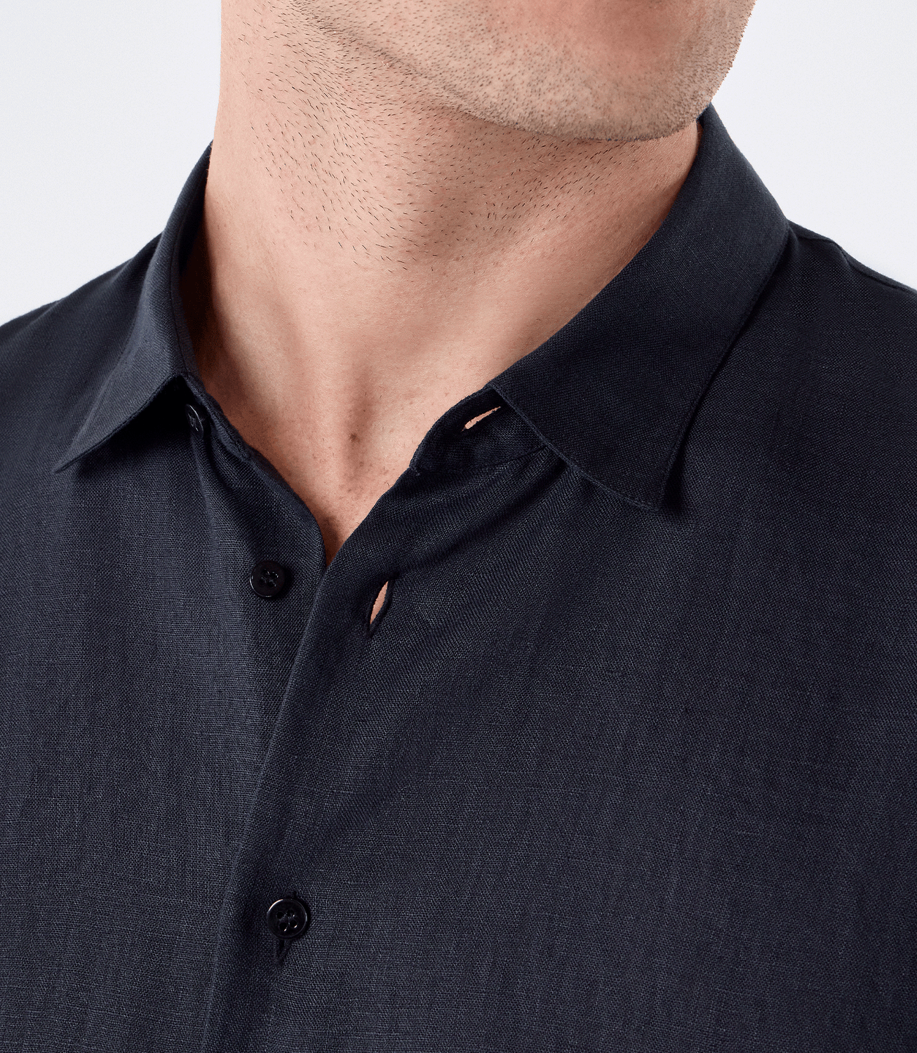 Camisa de Linho Básica Manga Longa Preto – slide 4