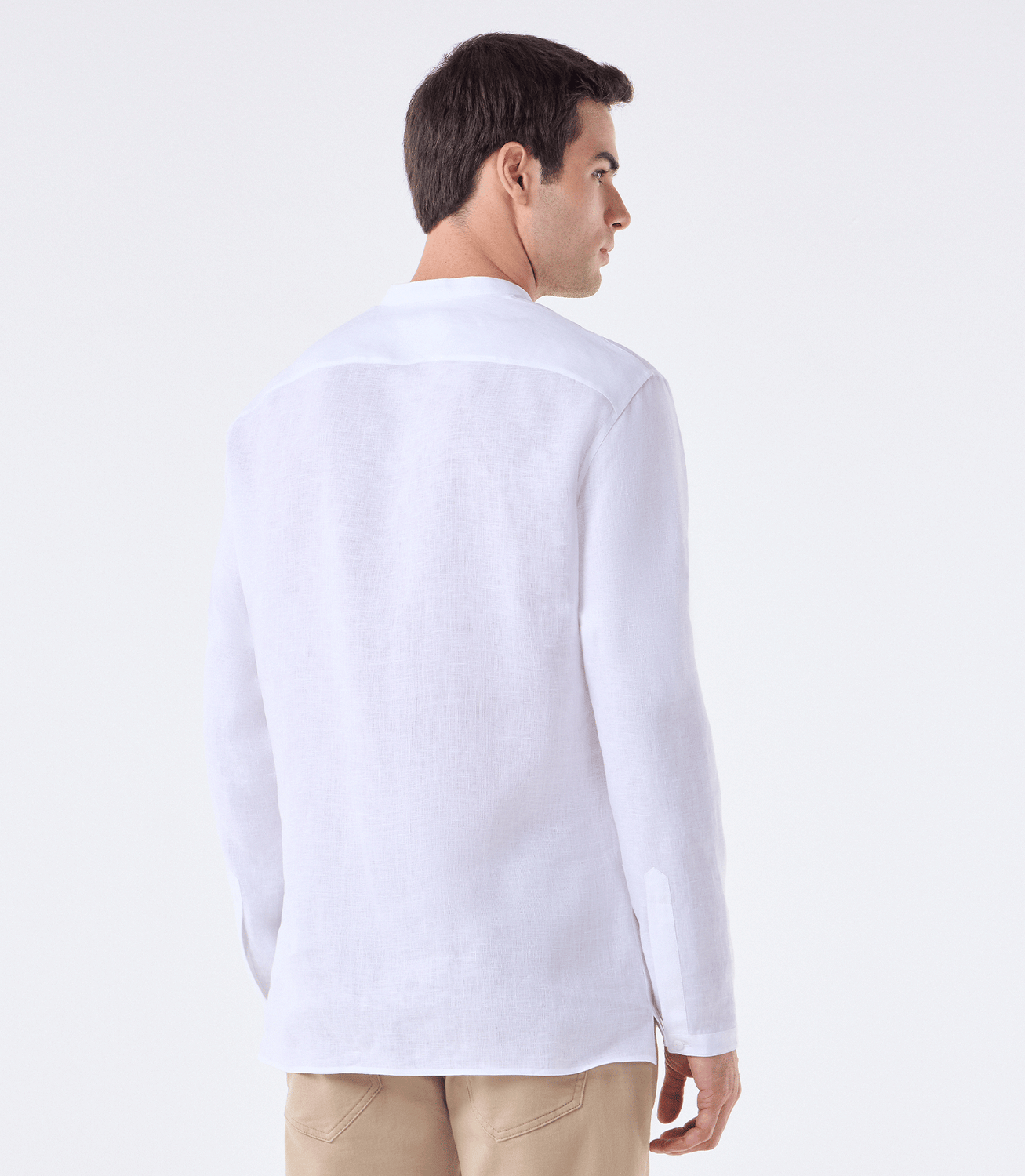 Camisa Linho Gola Mao Vista Alongada Branco – slide 3