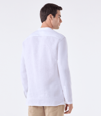 Camisa Linho Gola Mao Vista Alongada Branco thumbnail 3