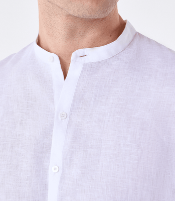 Camisa Linho Gola Mao Vista Alongada Branco thumbnail 6