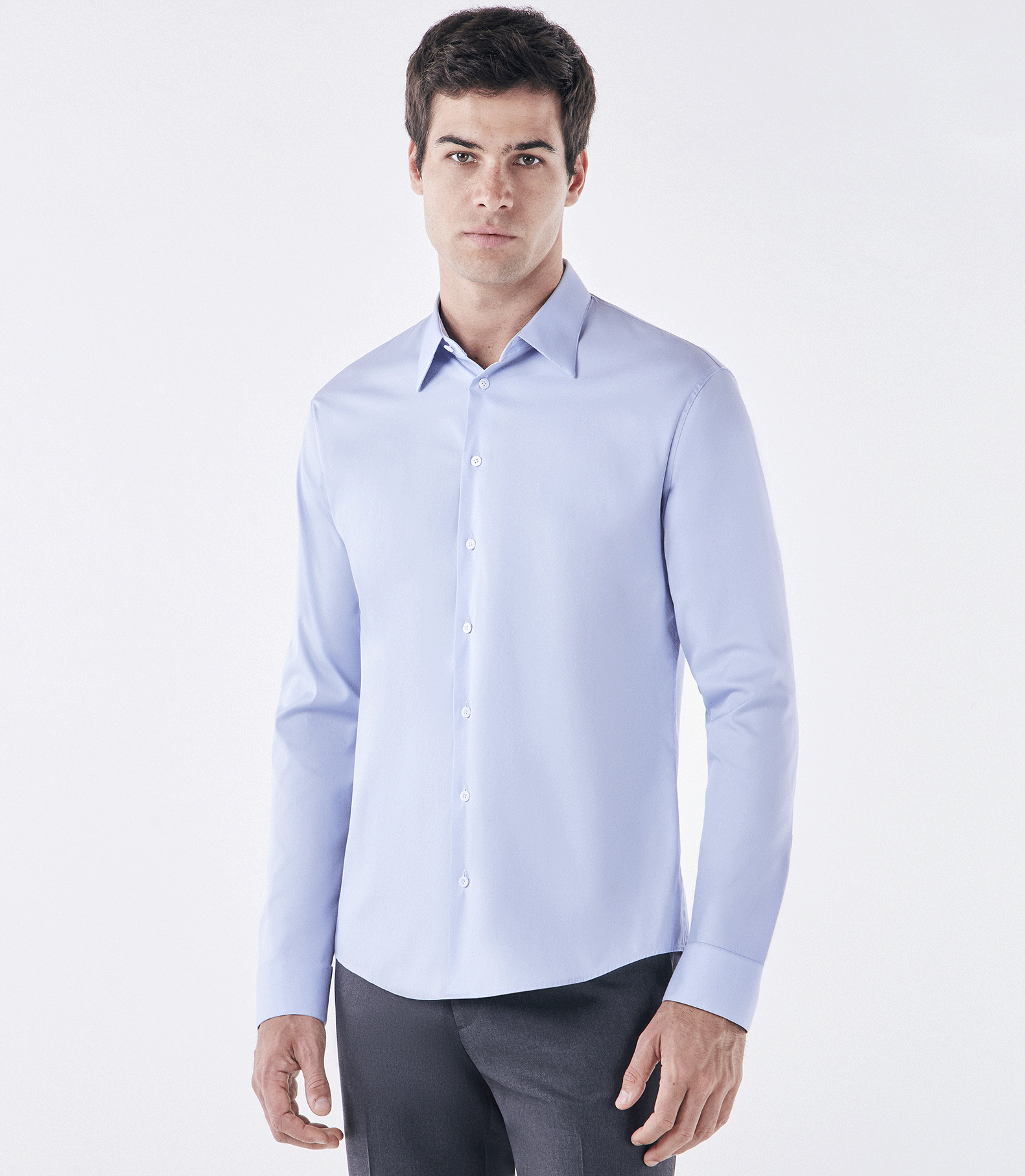 Camisa Social Manga Longa Slim Azul
