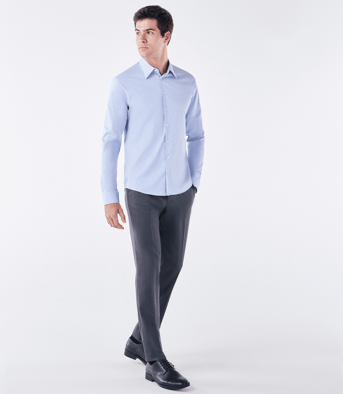 Camisa Social Manga Longa Slim Azul – slide 2