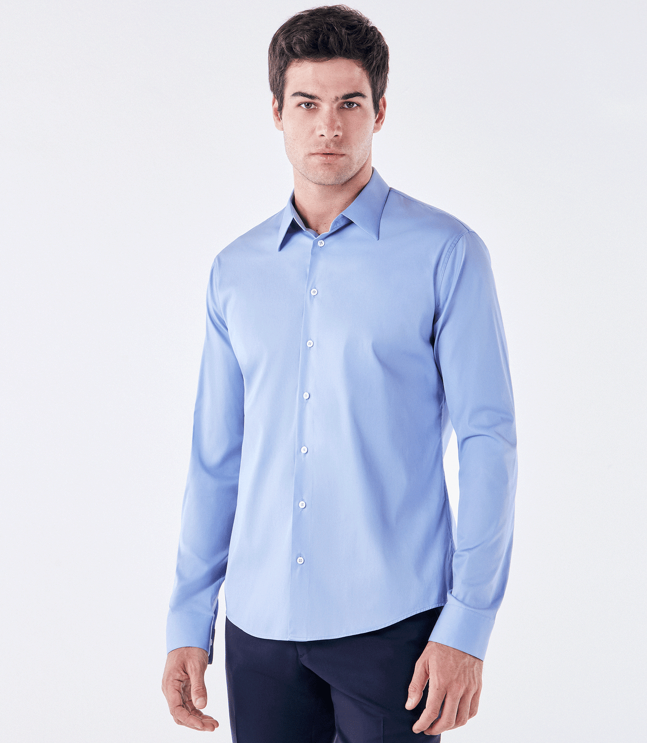 Camisa Social Manga Longa Slim Azul – slide 1