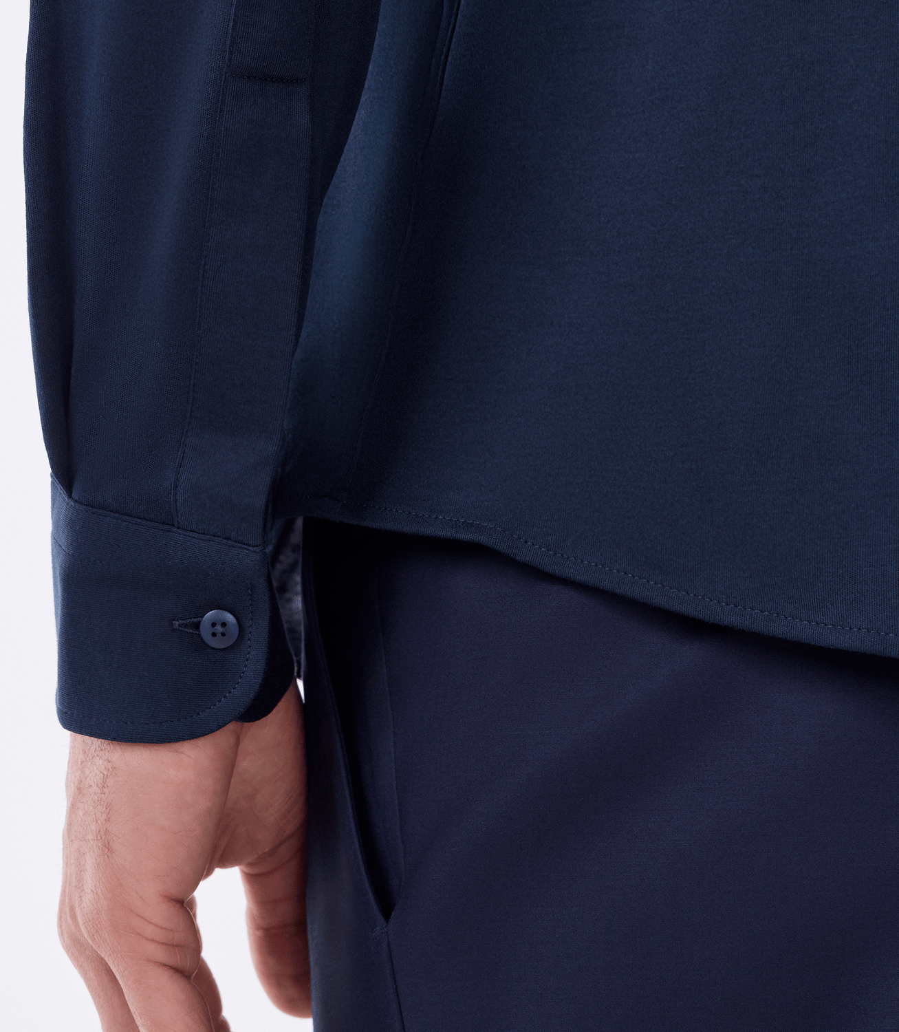 Camisa Manga Longa de Malha Azul – slide 5