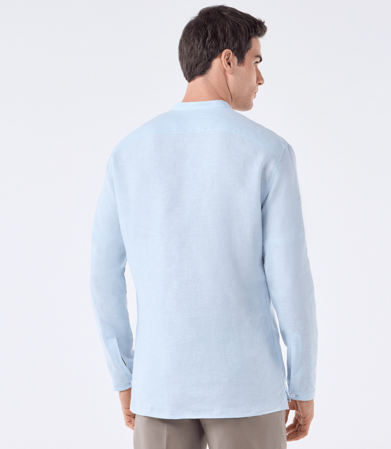 Camisa Linho Vista Alongada Azul – slide 3