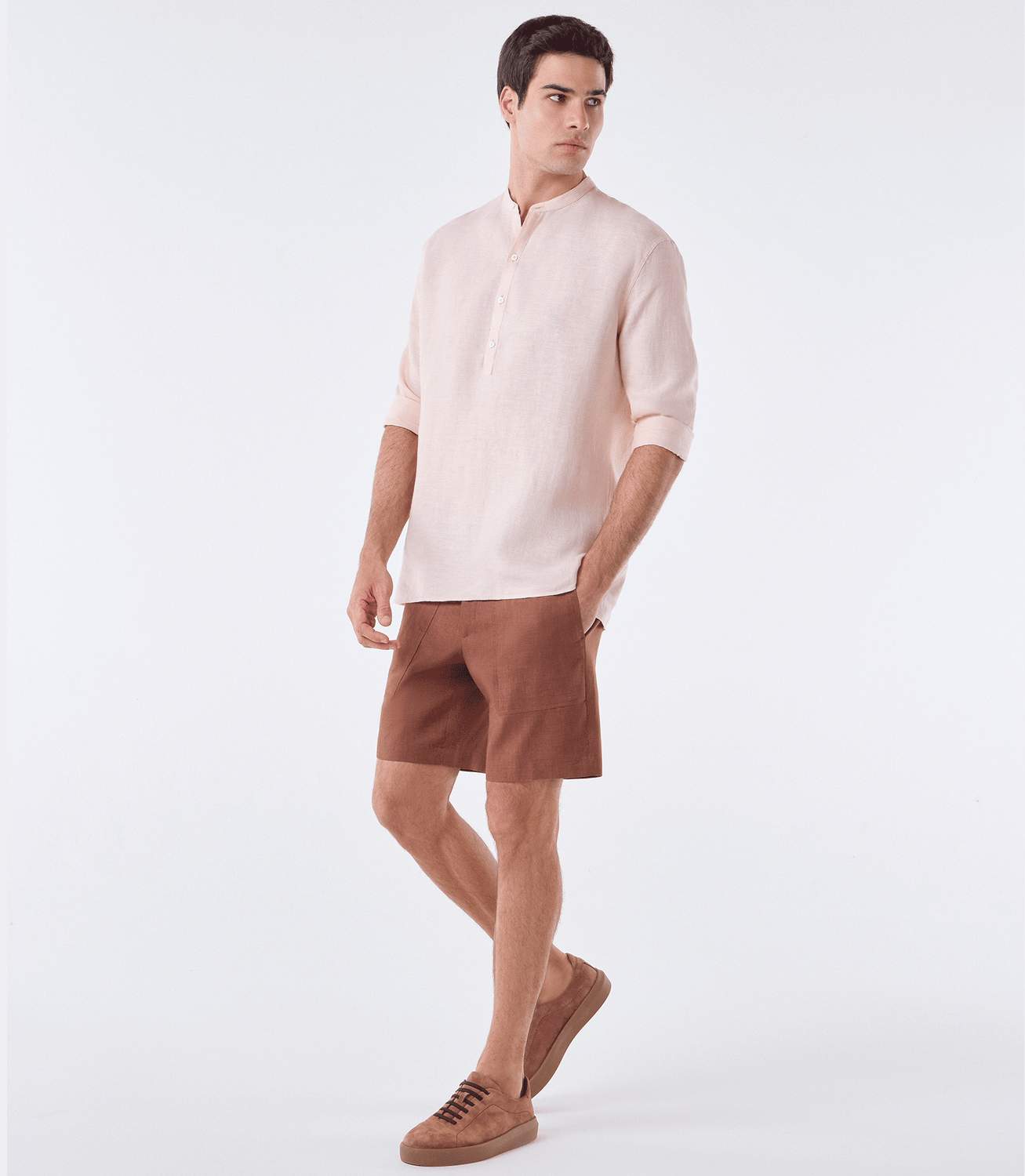 Camisa Linho Vista Alongada Laranja – slide 2