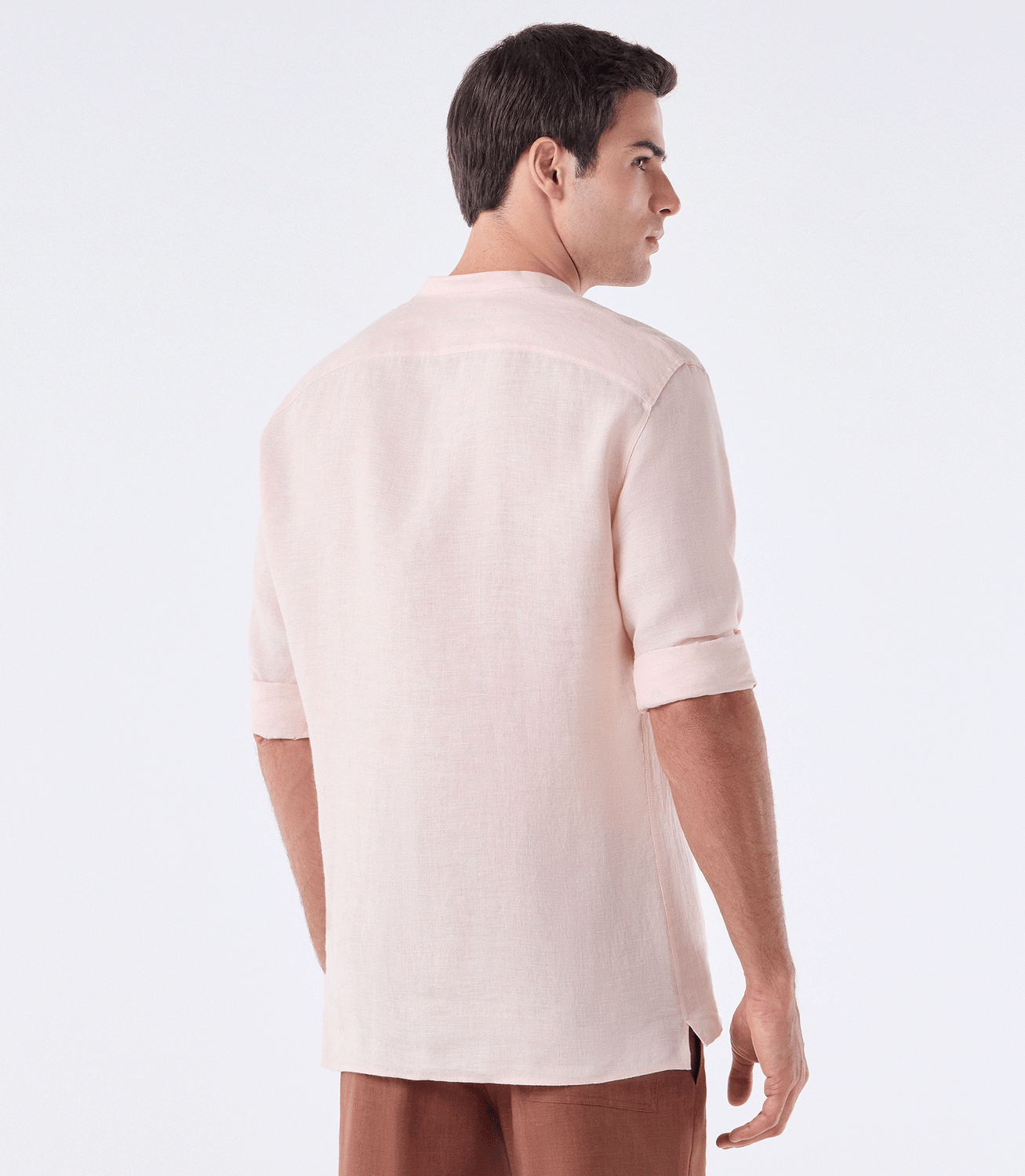 Camisa Linho Vista Alongada Laranja – slide 3